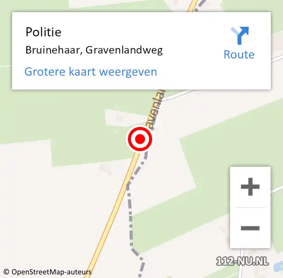 Locatie op kaart van de 112 melding: Politie Bruinehaar, Gravenlandweg op 22 juli 2020 13:52