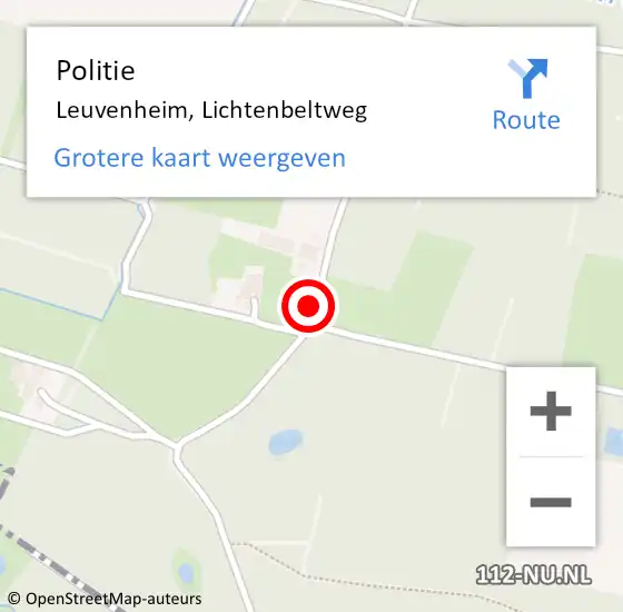 Locatie op kaart van de 112 melding: Politie Leuvenheim, Lichtenbeltweg op 22 juli 2020 14:31