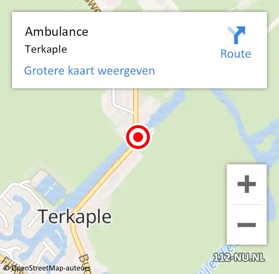 Locatie op kaart van de 112 melding: Ambulance Terkaple op 22 juli 2020 16:23