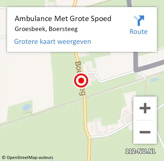 Locatie op kaart van de 112 melding: Ambulance Met Grote Spoed Naar Groesbeek, Boersteeg op 22 juli 2020 17:44