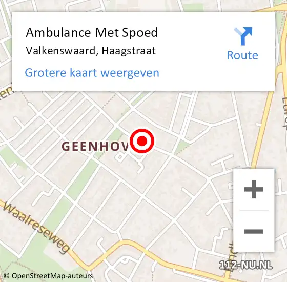 Locatie op kaart van de 112 melding: Ambulance Met Spoed Naar Valkenswaard, Haagstraat op 22 juli 2020 20:33