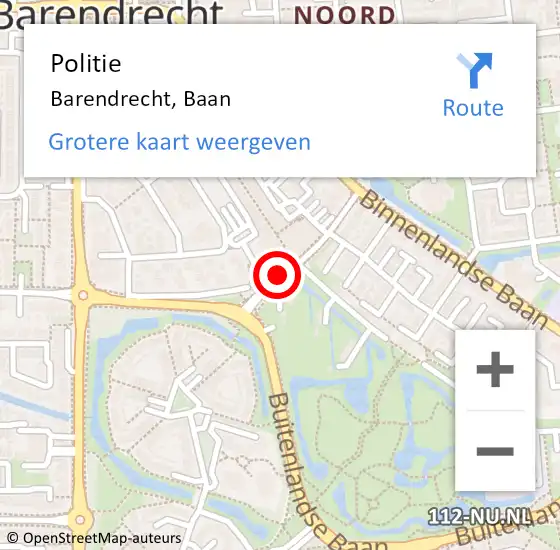 Locatie op kaart van de 112 melding: Politie Barendrecht, Baan op 23 juli 2020 06:36