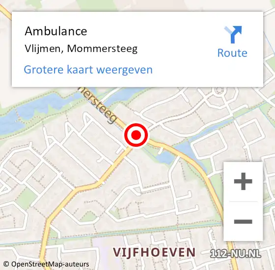 Locatie op kaart van de 112 melding: Ambulance Vlijmen, Mommersteeg op 23 juli 2020 08:12