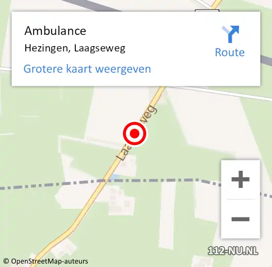 Locatie op kaart van de 112 melding: Ambulance Hezingen, Laagseweg op 23 juli 2020 08:14