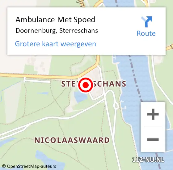 Locatie op kaart van de 112 melding: Ambulance Met Spoed Naar Doornenburg, Sterreschans op 23 juli 2020 10:54