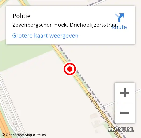 Locatie op kaart van de 112 melding: Politie Zevenbergschen Hoek, Driehoefijzersstraat op 23 juli 2020 12:16