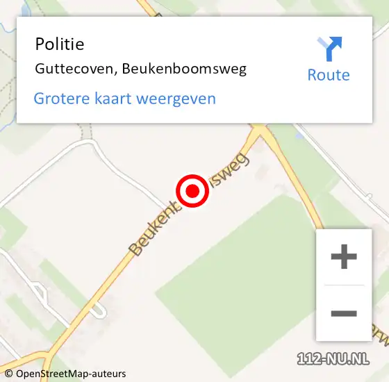 Locatie op kaart van de 112 melding: Politie Guttecoven, Beukenboomsweg op 23 juli 2020 13:51