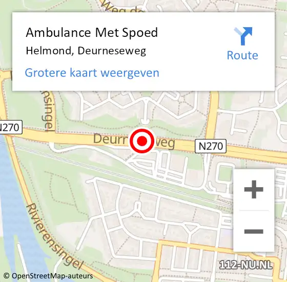 Locatie op kaart van de 112 melding: Ambulance Met Spoed Naar Helmond, Deurneseweg op 23 juli 2020 13:59