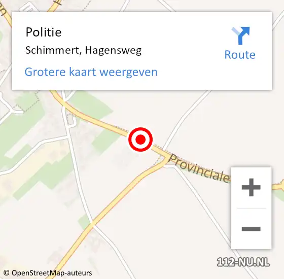 Locatie op kaart van de 112 melding: Politie Schimmert, Hagensweg op 23 juli 2020 14:38