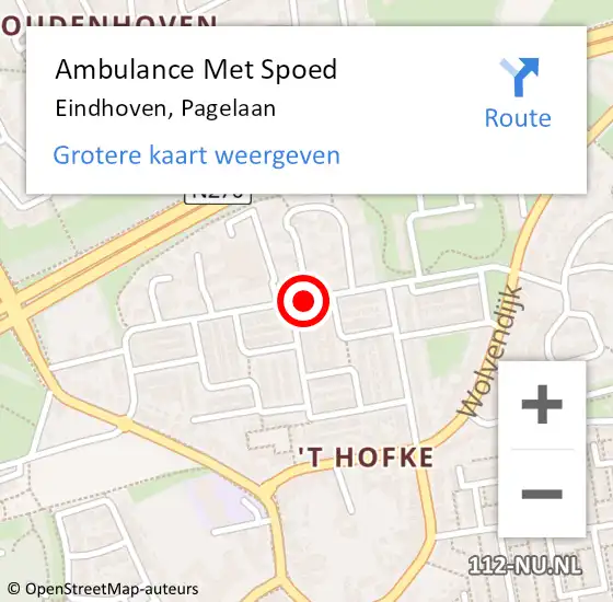 Locatie op kaart van de 112 melding: Ambulance Met Spoed Naar Eindhoven, Pagelaan op 23 juli 2020 15:43