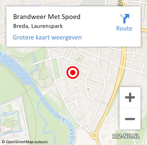 Locatie op kaart van de 112 melding: Brandweer Met Spoed Naar Breda, Laurenspark op 23 juli 2020 16:31