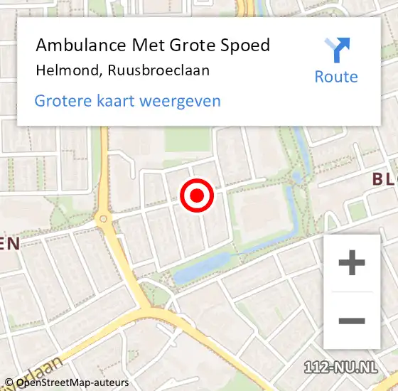 Locatie op kaart van de 112 melding: Ambulance Met Grote Spoed Naar Helmond, Ruusbroeclaan op 24 juli 2020 02:29