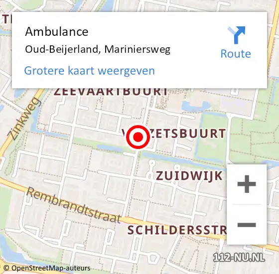 Locatie op kaart van de 112 melding: Ambulance Oud-Beijerland, Mariniersweg op 24 juli 2020 08:37