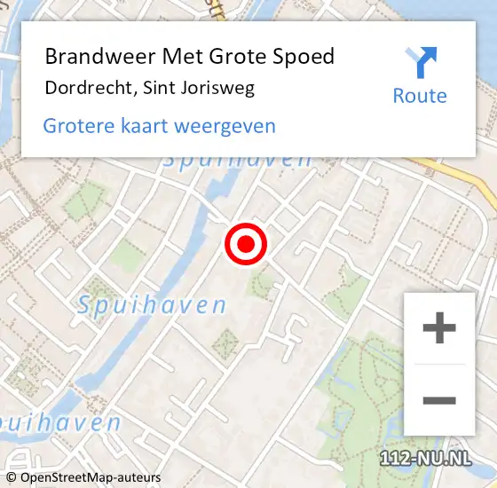Locatie op kaart van de 112 melding: Brandweer Met Grote Spoed Naar Dordrecht, Sint Jorisweg op 24 juli 2020 09:26