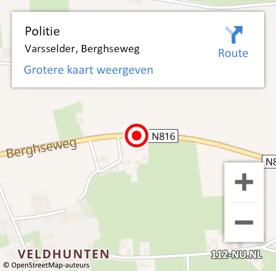 Locatie op kaart van de 112 melding: Politie Varsselder, Berghseweg op 24 juli 2020 16:25