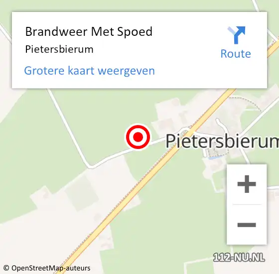 Locatie op kaart van de 112 melding: Brandweer Met Spoed Naar Pietersbierum op 24 juli 2020 18:27