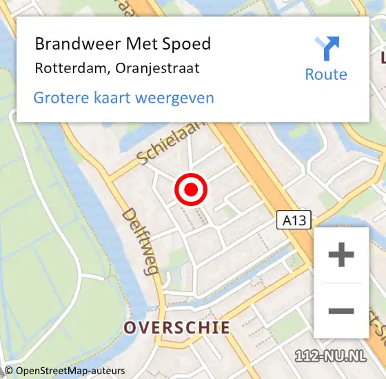 Locatie op kaart van de 112 melding: Brandweer Met Spoed Naar Rotterdam, Oranjestraat op 24 juli 2020 21:21