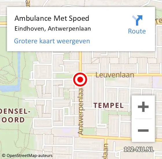 Locatie op kaart van de 112 melding: Ambulance Met Spoed Naar Eindhoven, Antwerpenlaan op 24 juli 2020 21:24