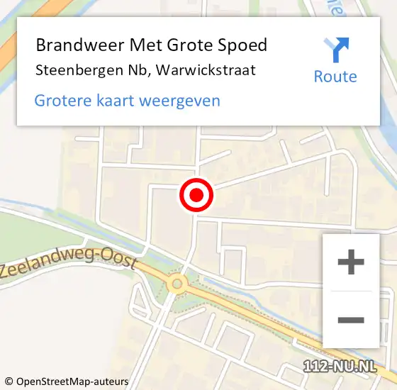 Locatie op kaart van de 112 melding: Brandweer Met Grote Spoed Naar Steenbergen Nb, Warwickstraat op 25 juli 2020 00:21