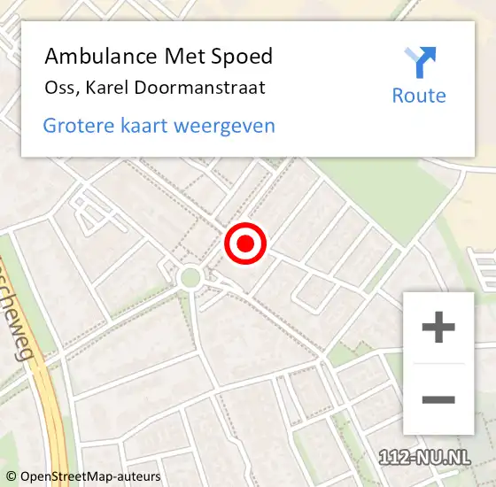 Locatie op kaart van de 112 melding: Ambulance Met Spoed Naar Oss, Karel Doormanstraat op 25 juli 2020 08:15