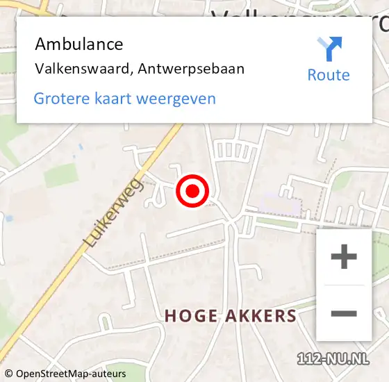 Locatie op kaart van de 112 melding: Ambulance Valkenswaard, Antwerpsebaan op 25 juli 2020 13:28