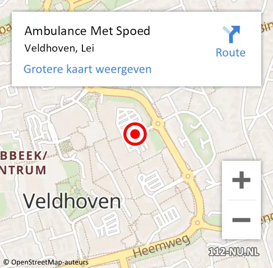 Locatie op kaart van de 112 melding: Ambulance Met Spoed Naar Veldhoven, Lei op 25 juli 2020 13:36