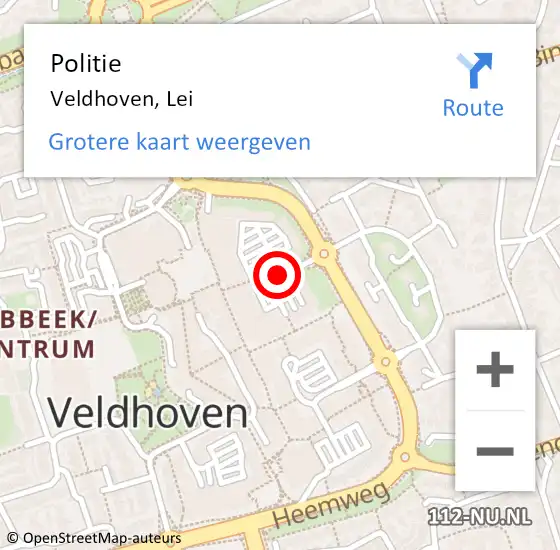 Locatie op kaart van de 112 melding: Politie Veldhoven, Lei op 25 juli 2020 13:40