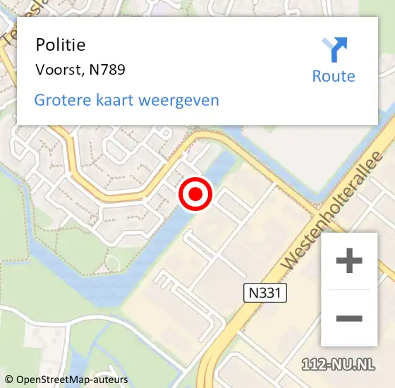 Locatie op kaart van de 112 melding: Politie Voorst, N789 op 25 juli 2020 13:42