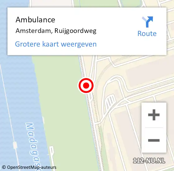 Locatie op kaart van de 112 melding: Ambulance Amsterdam, Ruijgoordweg op 25 juli 2020 14:23