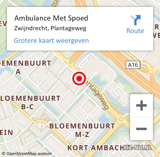Locatie op kaart van de 112 melding: Ambulance Met Spoed Naar Zwijndrecht, Plantageweg op 25 juli 2020 17:08
