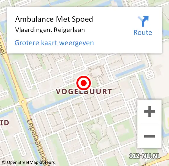 Locatie op kaart van de 112 melding: Ambulance Met Spoed Naar Vlaardingen, Reigerlaan op 25 juli 2020 22:23