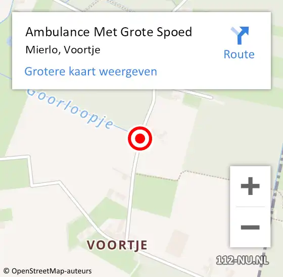 Locatie op kaart van de 112 melding: Ambulance Met Grote Spoed Naar Mierlo, Voortje op 26 juli 2020 03:25