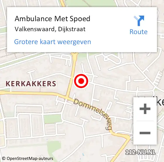 Locatie op kaart van de 112 melding: Ambulance Met Spoed Naar Valkenswaard, Dijkstraat op 26 juli 2020 11:26
