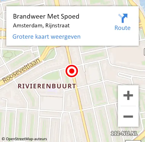 Locatie op kaart van de 112 melding: Brandweer Met Spoed Naar Amsterdam, Rijnstraat op 26 juli 2020 15:50