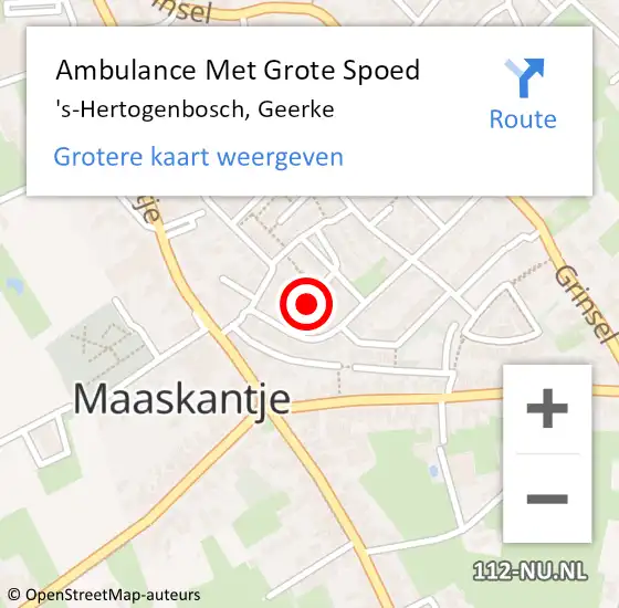 Locatie op kaart van de 112 melding: Ambulance Met Grote Spoed Naar 's-Hertogenbosch, Geerke op 26 juli 2020 21:05