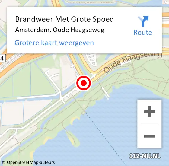 Locatie op kaart van de 112 melding: Brandweer Met Grote Spoed Naar Amsterdam, Oude Haagseweg op 26 juli 2020 21:33