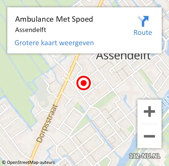 Locatie op kaart van de 112 melding: Ambulance Met Spoed Naar Assendelft op 27 juli 2020 12:21