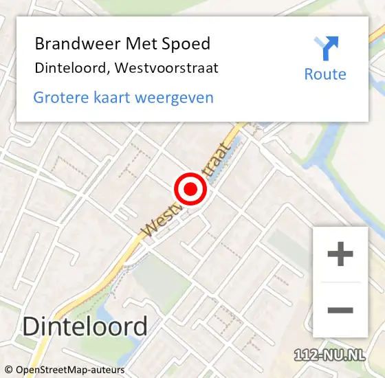 Locatie op kaart van de 112 melding: Brandweer Met Spoed Naar Dinteloord, Westvoorstraat op 27 juli 2020 12:56