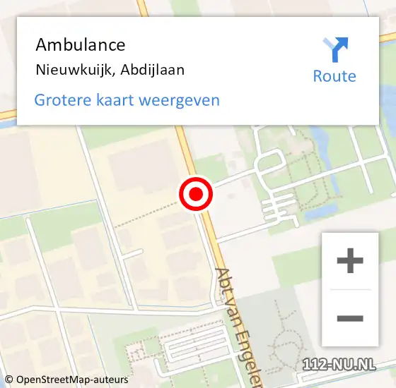 Locatie op kaart van de 112 melding: Ambulance Nieuwkuijk, Abdijlaan op 27 juli 2020 13:39