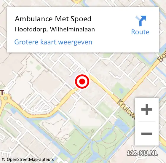 Locatie op kaart van de 112 melding: Ambulance Met Spoed Naar Hoofddorp, Wilhelminalaan op 27 juli 2020 18:32