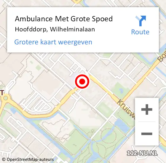 Locatie op kaart van de 112 melding: Ambulance Met Grote Spoed Naar Hoofddorp, Wilhelminalaan op 27 juli 2020 18:54