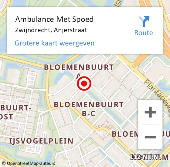 Locatie op kaart van de 112 melding: Ambulance Met Spoed Naar Zwijndrecht, Anjerstraat op 28 juli 2020 00:45