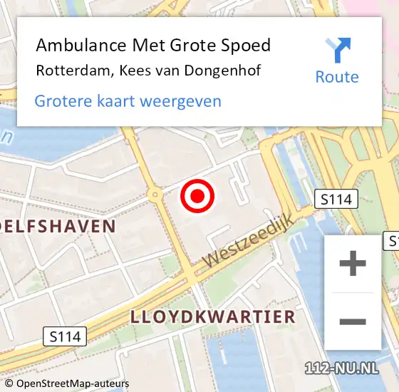 Locatie op kaart van de 112 melding: Ambulance Met Grote Spoed Naar Rotterdam, Kees van Dongenhof op 28 juli 2020 05:55