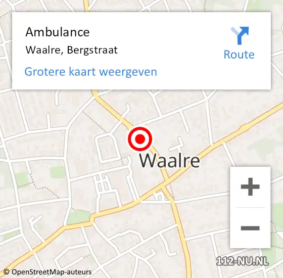 Locatie op kaart van de 112 melding: Ambulance Waalre, Bergstraat op 28 juli 2020 11:16
