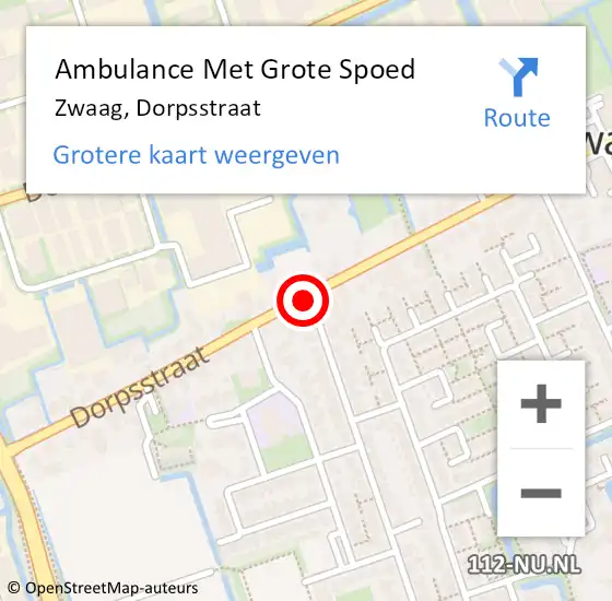 Locatie op kaart van de 112 melding: Ambulance Met Grote Spoed Naar Zwaag, Dorpsstraat op 28 juli 2020 11:27