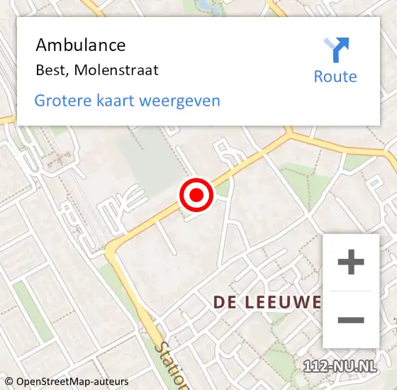 Locatie op kaart van de 112 melding: Ambulance Best, Molenstraat op 28 juli 2020 14:39