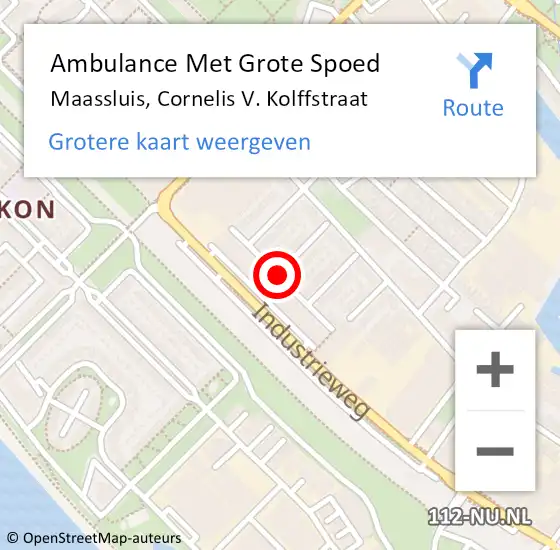 Locatie op kaart van de 112 melding: Ambulance Met Grote Spoed Naar Maassluis, Cornelis V. Kolffstraat op 28 juli 2020 20:31