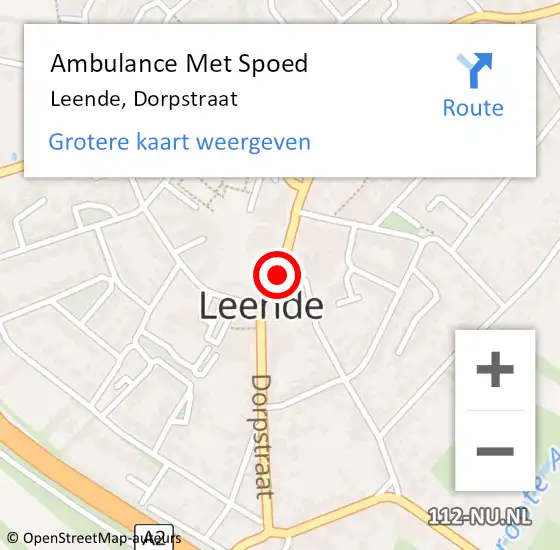 Locatie op kaart van de 112 melding: Ambulance Met Spoed Naar Leende, Dorpstraat op 29 juli 2020 14:30