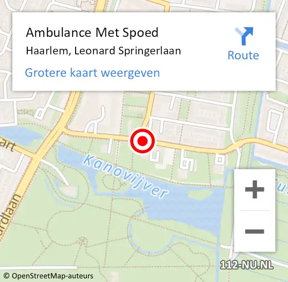 Locatie op kaart van de 112 melding: Ambulance Met Spoed Naar Haarlem, Leonard Springerlaan op 29 juli 2020 14:32