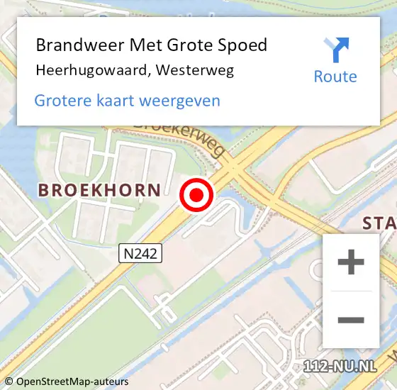 Locatie op kaart van de 112 melding: Brandweer Met Grote Spoed Naar Heerhugowaard, Westerweg op 29 juli 2020 15:11